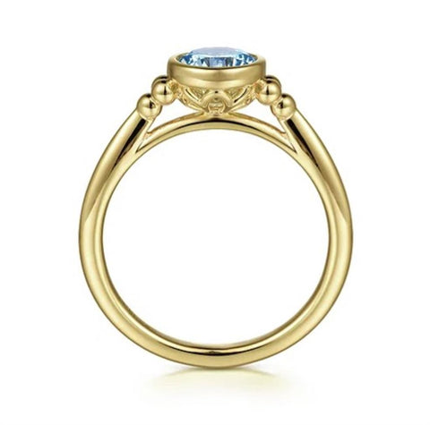 Gabriel & Co 14k Yellow Gold Blue Topaz Bujukan Ring