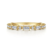 Gabriel & Co. 14K Yellow Gold Alternating Round and Baguette Diamond Band - .46cttw