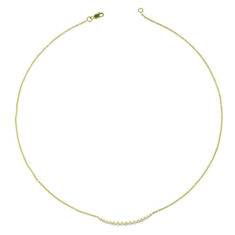 14k Yellow Gold Diamond Curved Bar Necklace