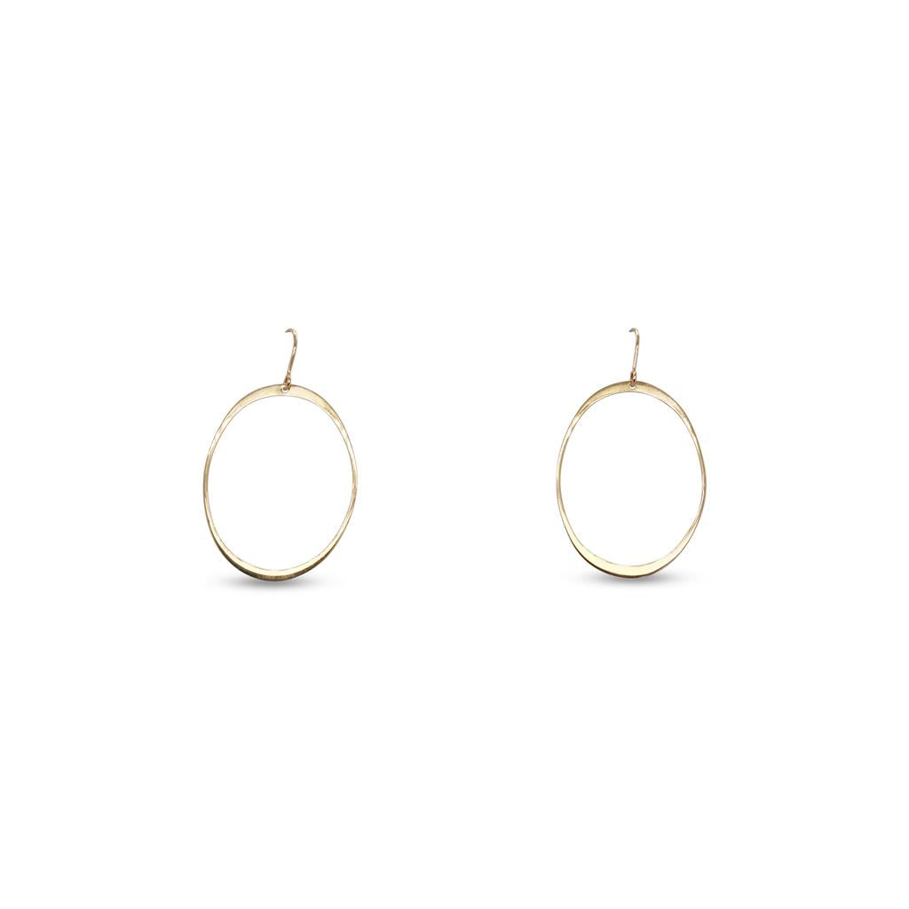 14k Yellow Gol Oval Dangle Earrings