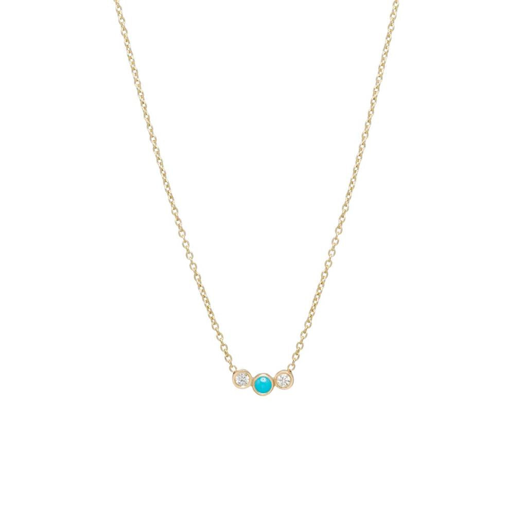 Zoe Chicco Graduated Turquoise & Diamond Bezel Necklace