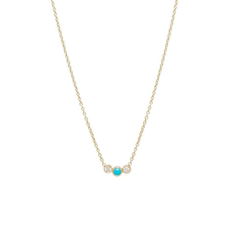 Zoe Chicco Graduated Turquoise & Diamond Bezel Necklace