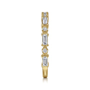 Gabriel & Co. 14K Yellow Gold Alternating Round and Baguette Diamond Band - .46cttw