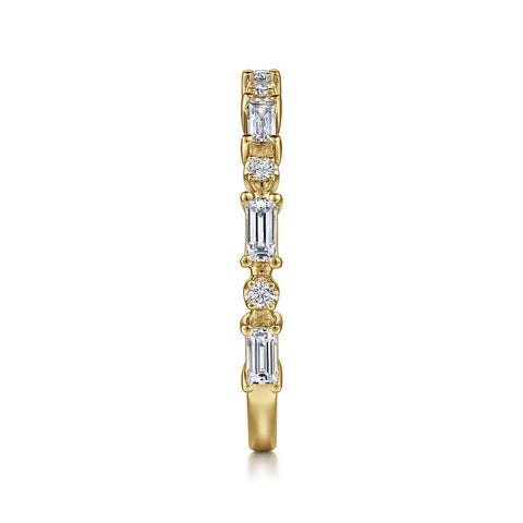 Gabriel & Co. 14K Yellow Gold Alternating Round and Baguette Diamond Band - .46cttw