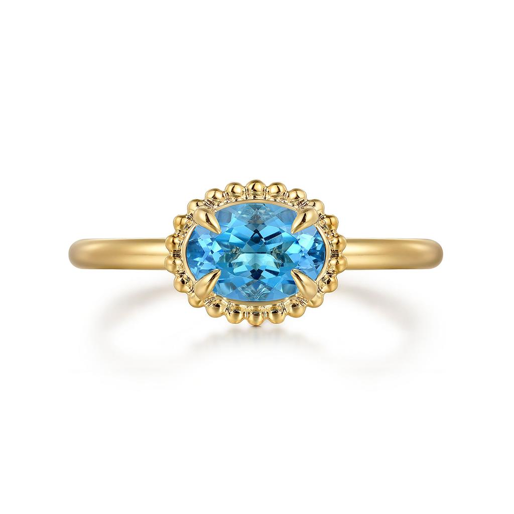 Gabriel & Co. 14K Yellow Gold Blue Topaz Bujukan Ring