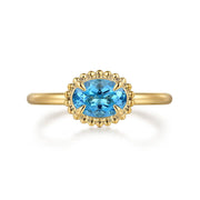 Gabriel & Co. 14K Yellow Gold Blue Topaz Bujukan Ring