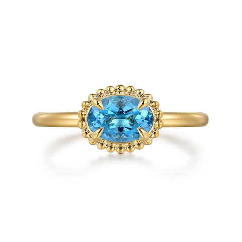 Gabriel & Co. 14K Yellow Gold Blue Topaz Bujukan Ring