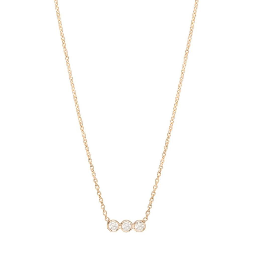 Zoe Chicco 14K Yellow Gold 3 Horizontal Bezel Diamond Necklace