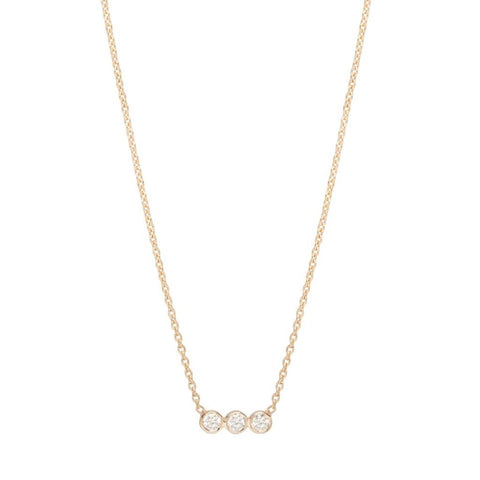 Zoe Chicco 14K Yellow Gold 3 Horizontal Bezel Diamond Necklace