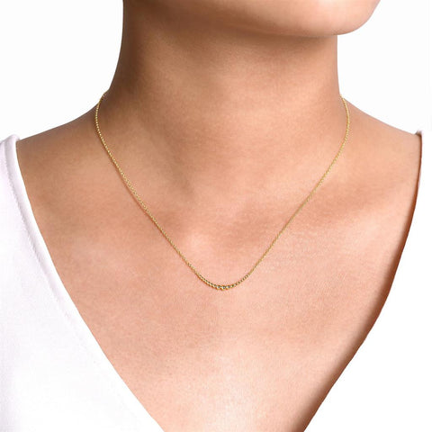 Gabriel & Co. 14K Yellow Gold Graduating Bujukan Beads Curved Bar Necklace