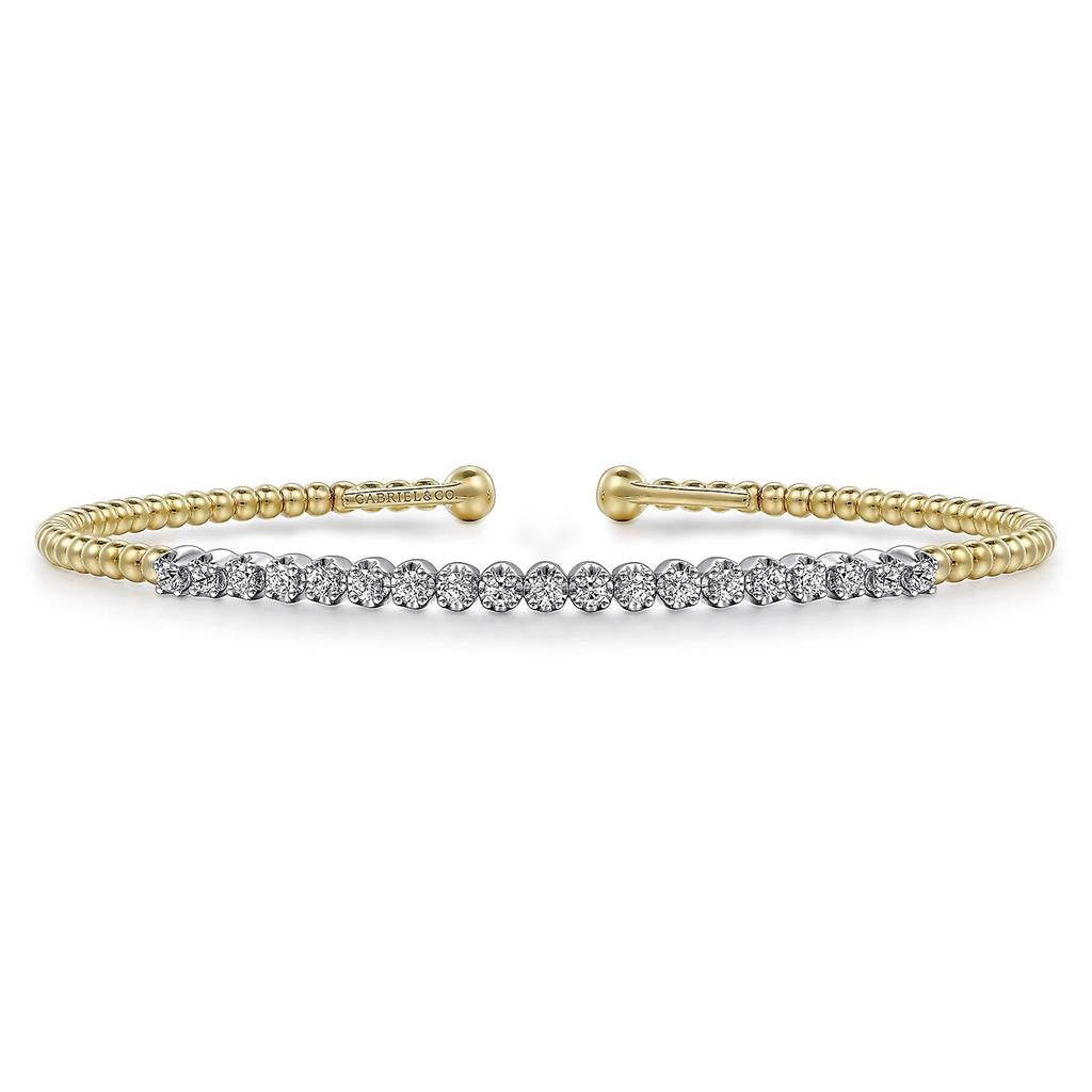 Gabriel & Co. 14K White-Yellow Gold Bujukan Diamond Cuff Bracelet