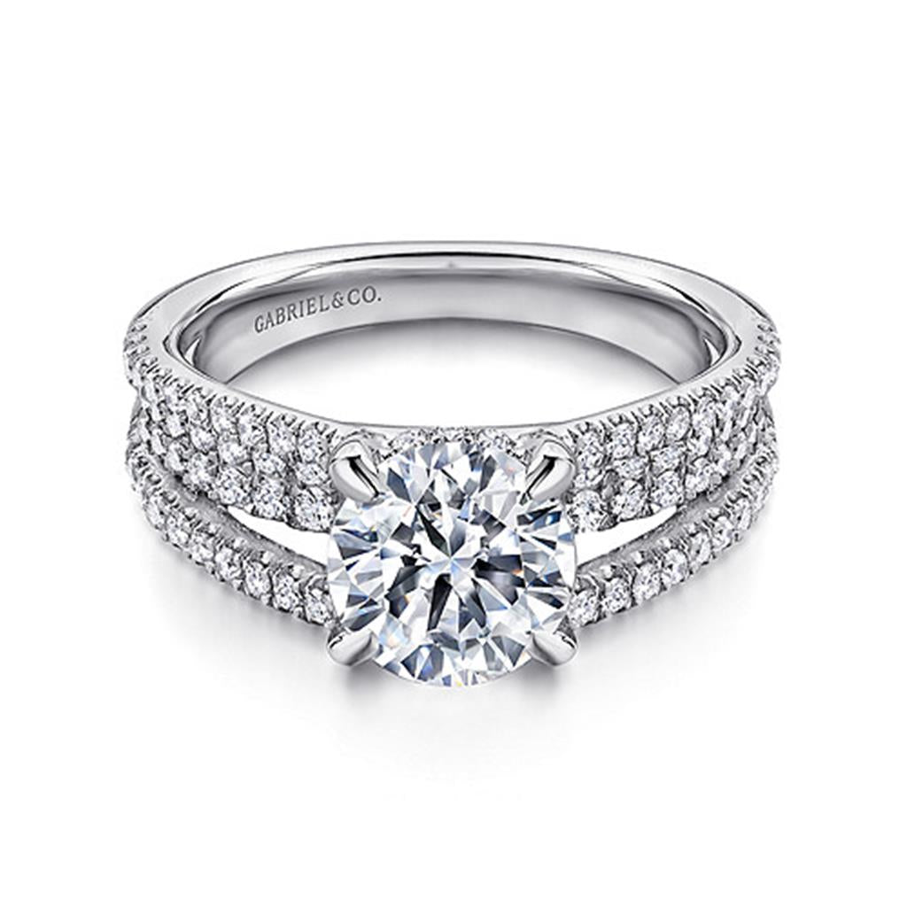 Gabriel & Co Norma - 14K White Gold Round Diamond Engagement Ring