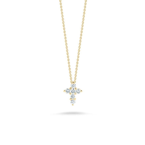 Roberto Coin 18K Yellow Gold Tiny Treasures Mini Diamond Cross Necklace