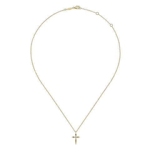 Gabriel & Co. 14K Yellow Gold Diamond Cross Pendant Necklace