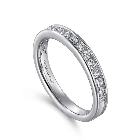 Gabriel & Co. 14K White Gold Channel Set Diamond Wedding Band - 0.50cttw