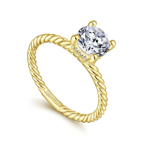 Gabriel & Co Bobbi - 14K Yellow Gold Round Diamond Engagement Ring