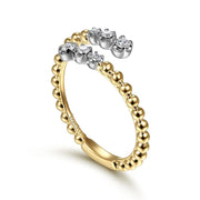 Gabriel & Co. 14k Yellow Gold Bujukan Bead and Diamond Bypass Ring