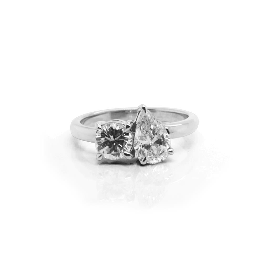 14k White Gold Two Stone Ring