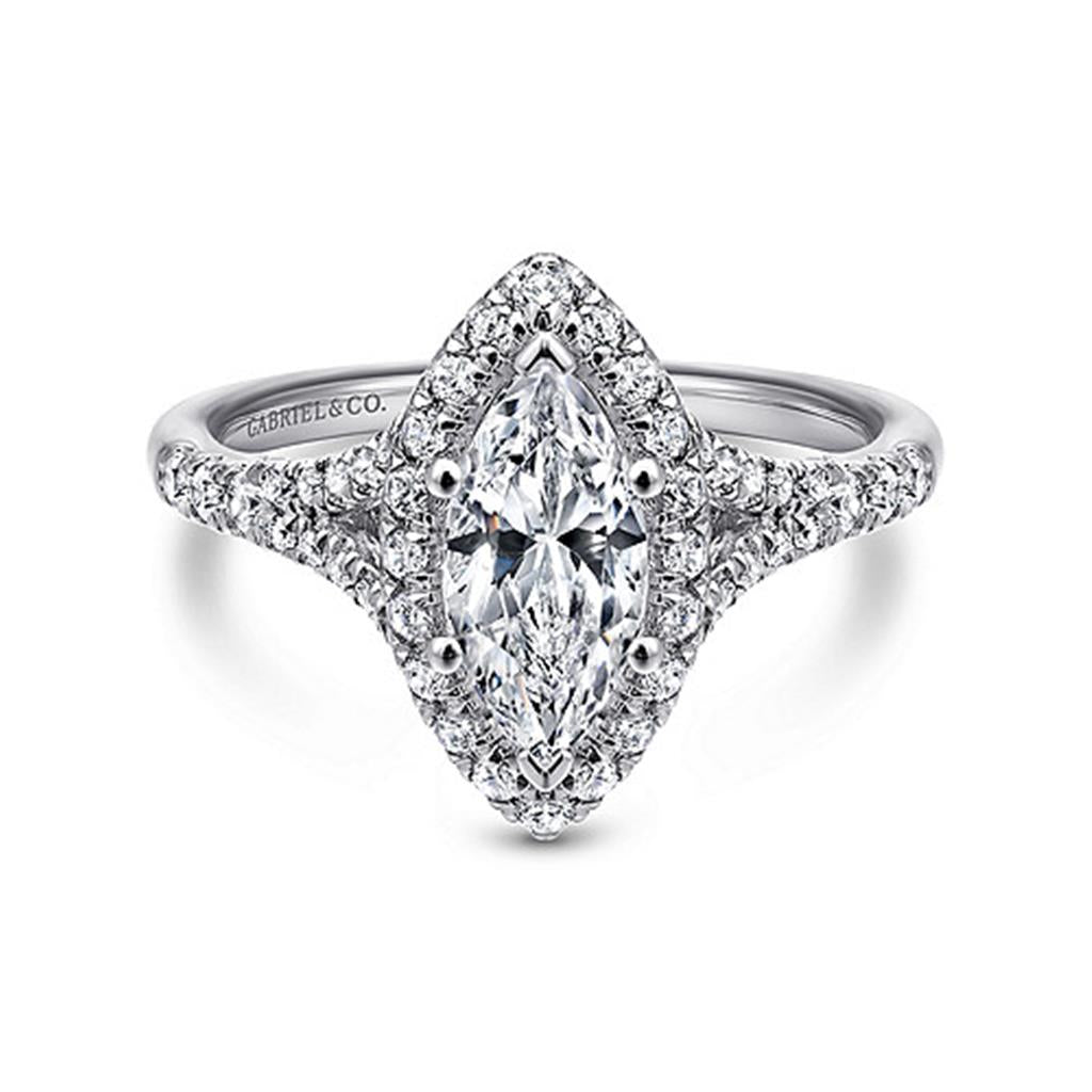 Gabriel & Co Verbena - 14K White Gold Marquise Halo Diamond Engagement Ring