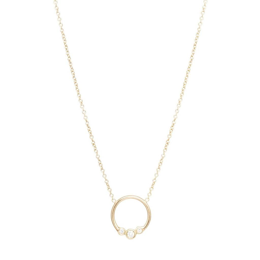 Zoe Chicco 14K Graduated 3 Bezel Diamond Circle Necklace