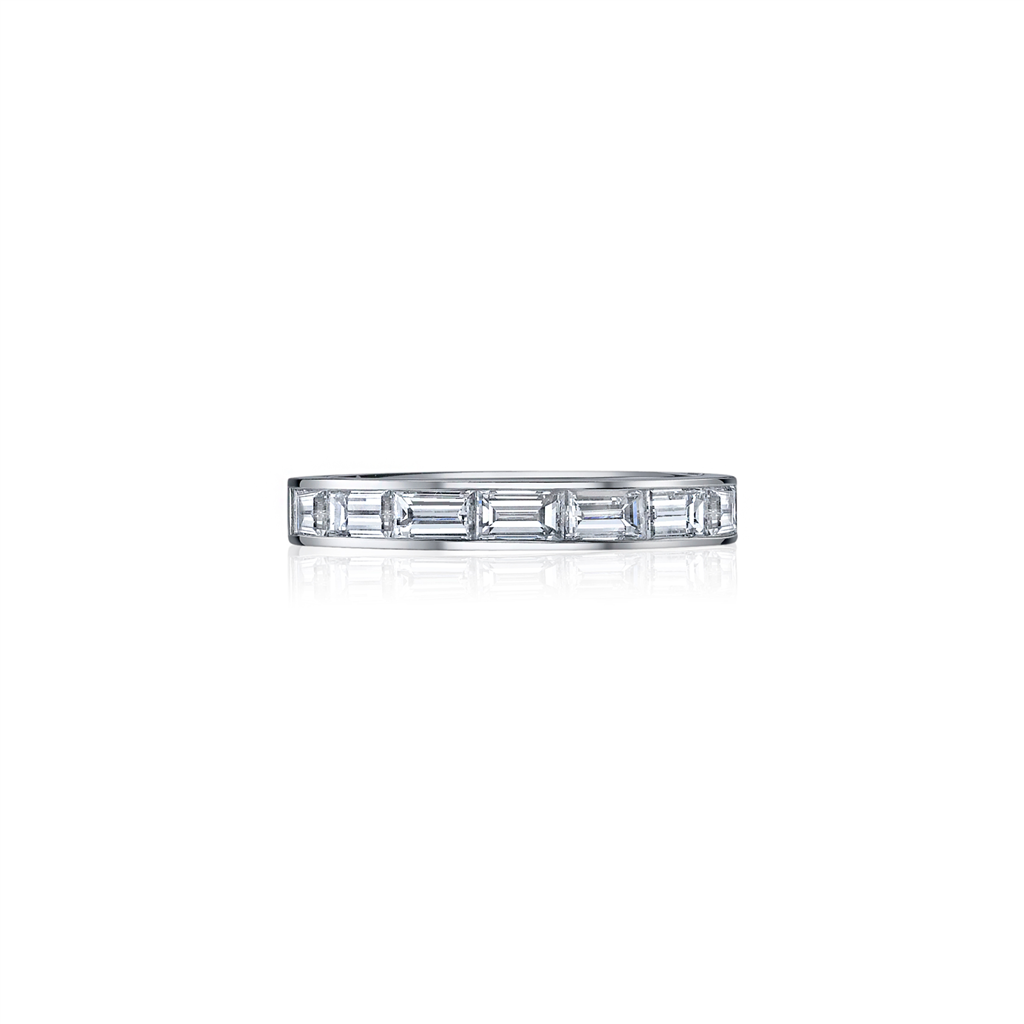 14k White Gold Channel Set Baguette Diamond Band - .56cttw