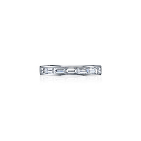 14k White Gold Channel Set Baguette Diamond Band - .56cttw