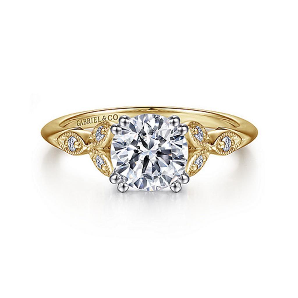 Gabriel & Co 14k Yellow Gold Diamond Semi-Mount Ring