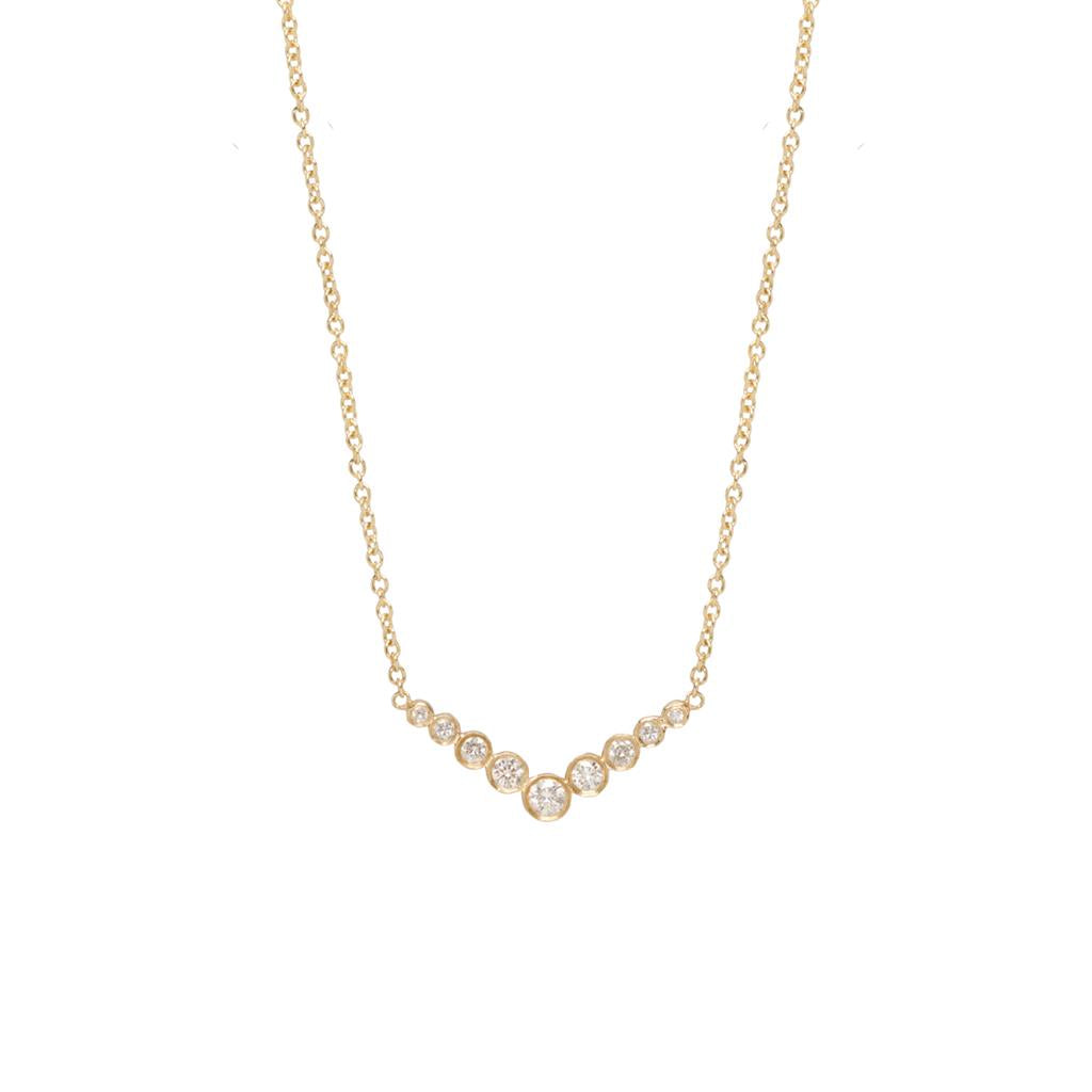 Zoe Chicco 14K Bezel Set Diamond V Necklace