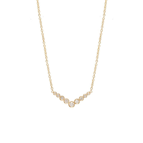 Zoe Chicco 14K Bezel Set Diamond V Necklace