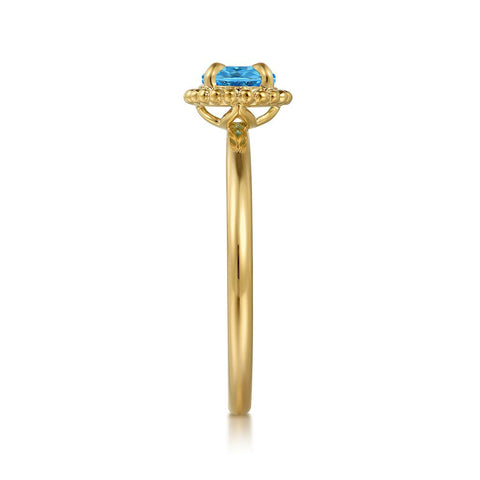 Gabriel & Co. 14K Yellow Gold Blue Topaz Bujukan Ring