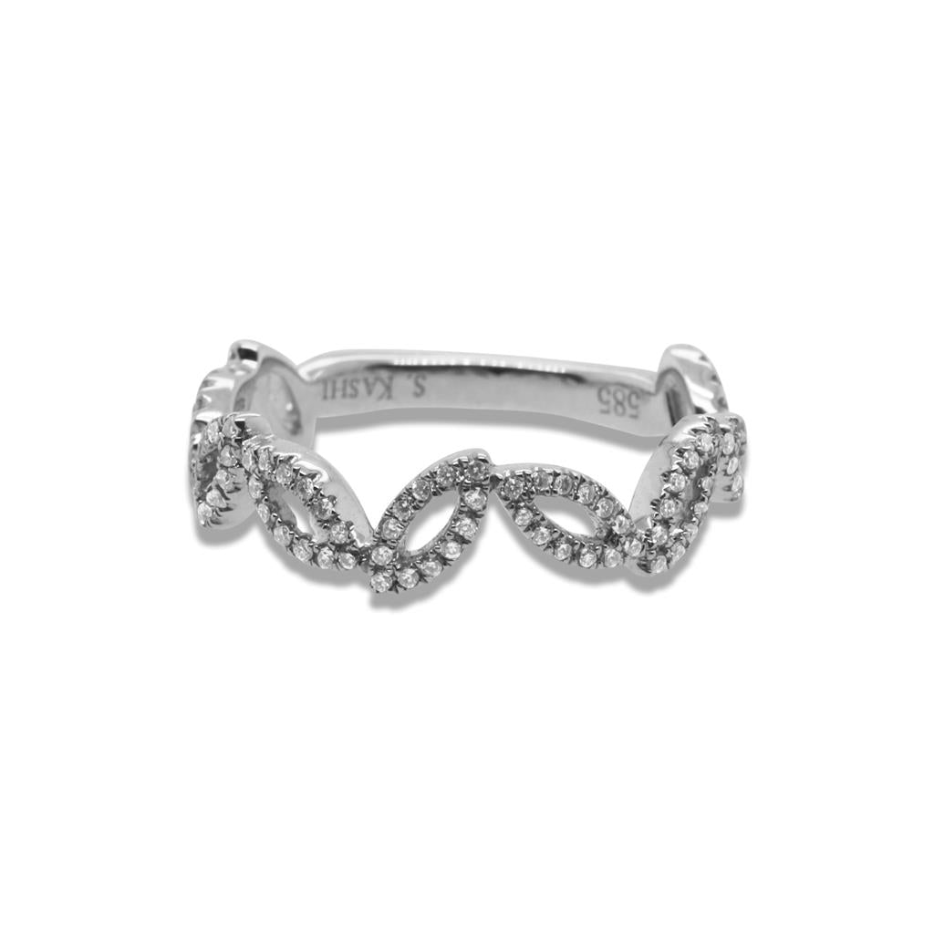 14k White Gold Zig-Zag Diamond Band