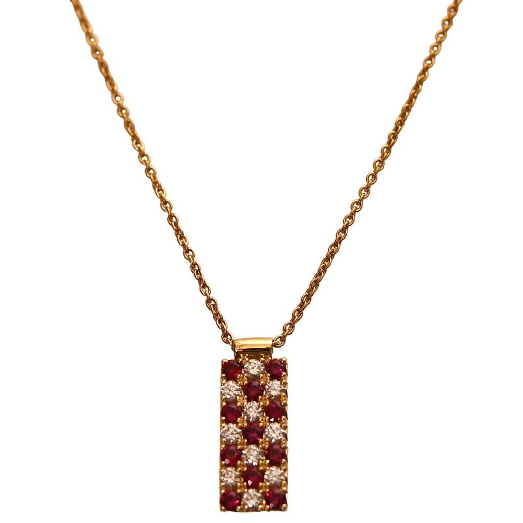 Ruby & Diamond Checkerboard Necklace