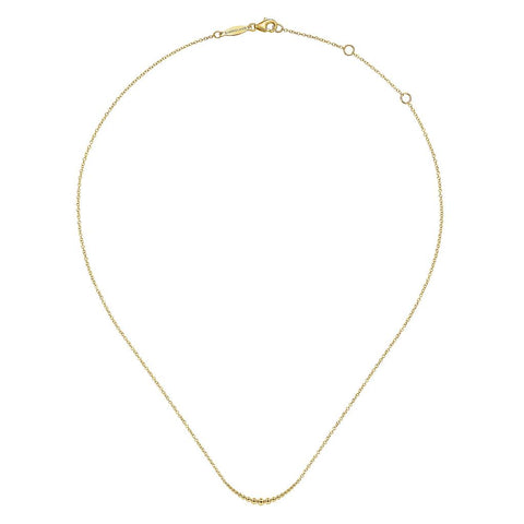 Gabriel & Co. 14K Yellow Gold Graduating Bujukan Beads Curved Bar Necklace