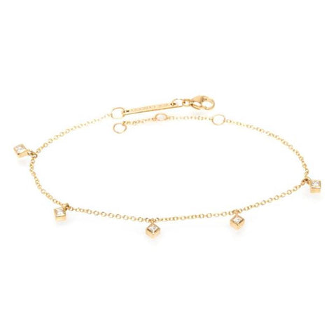 Zoe Chicco 14K 5 Princess Diamond Dangle Bracelet