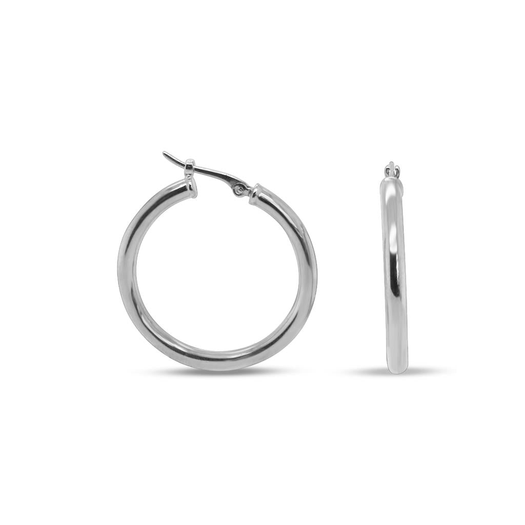 14k White Gold Tube Hoops