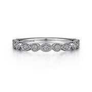 Gabriel & Co. 14k White Gold Vintage Inspired Marquise and Round Station Diamond Anniversary Band - .24cttw