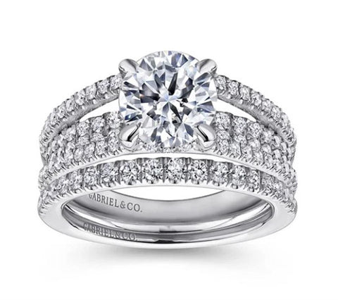 Gabriel & Co Norma - 14K White Gold Round Diamond Engagement Ring