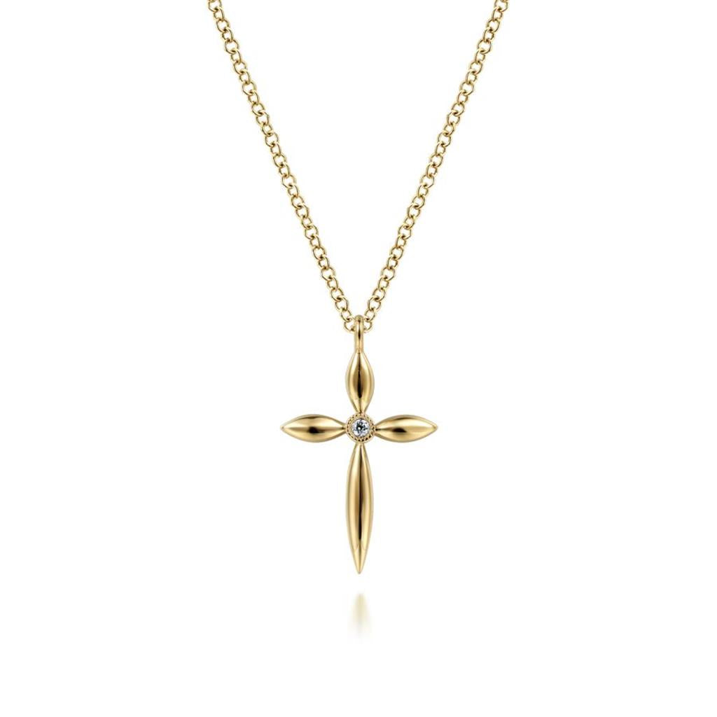 Gabriel & Co. 14K Yellow Gold Diamond Cross Pendant Necklace