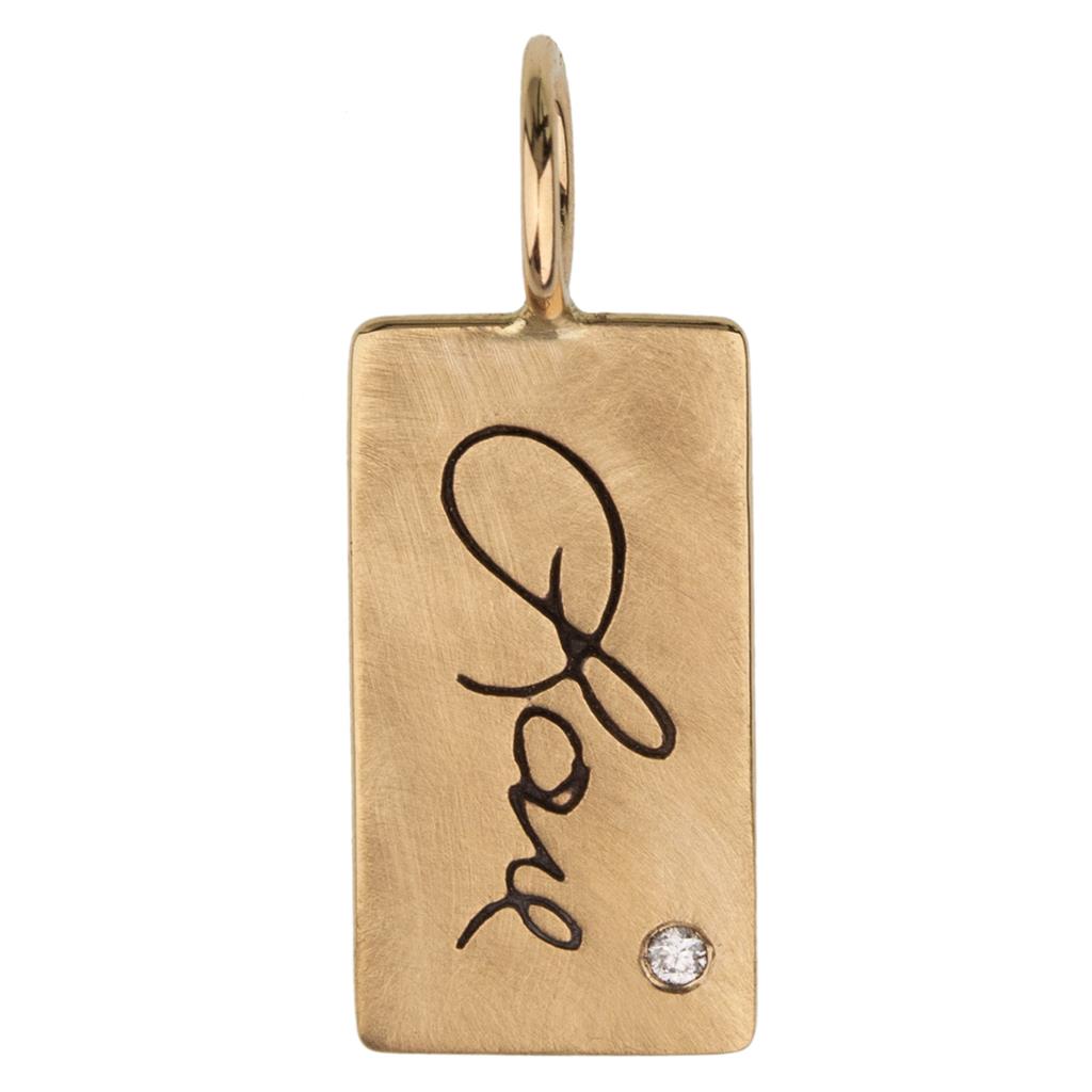 Heather B. Moore "Love" in Cursive ID Tag