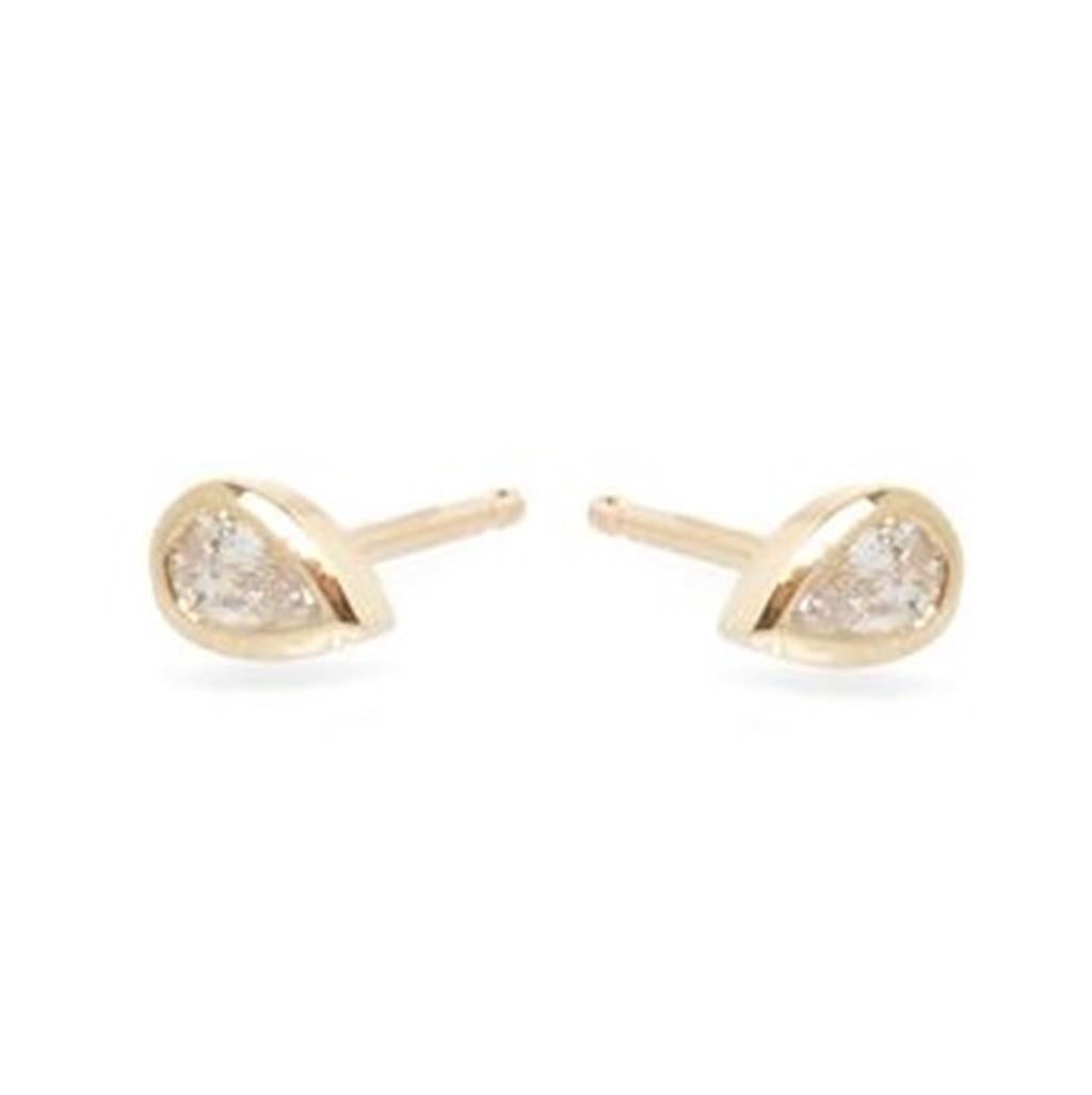 Zoe Chicco 14K Pear Diamond Bezel Studs - .20cttw