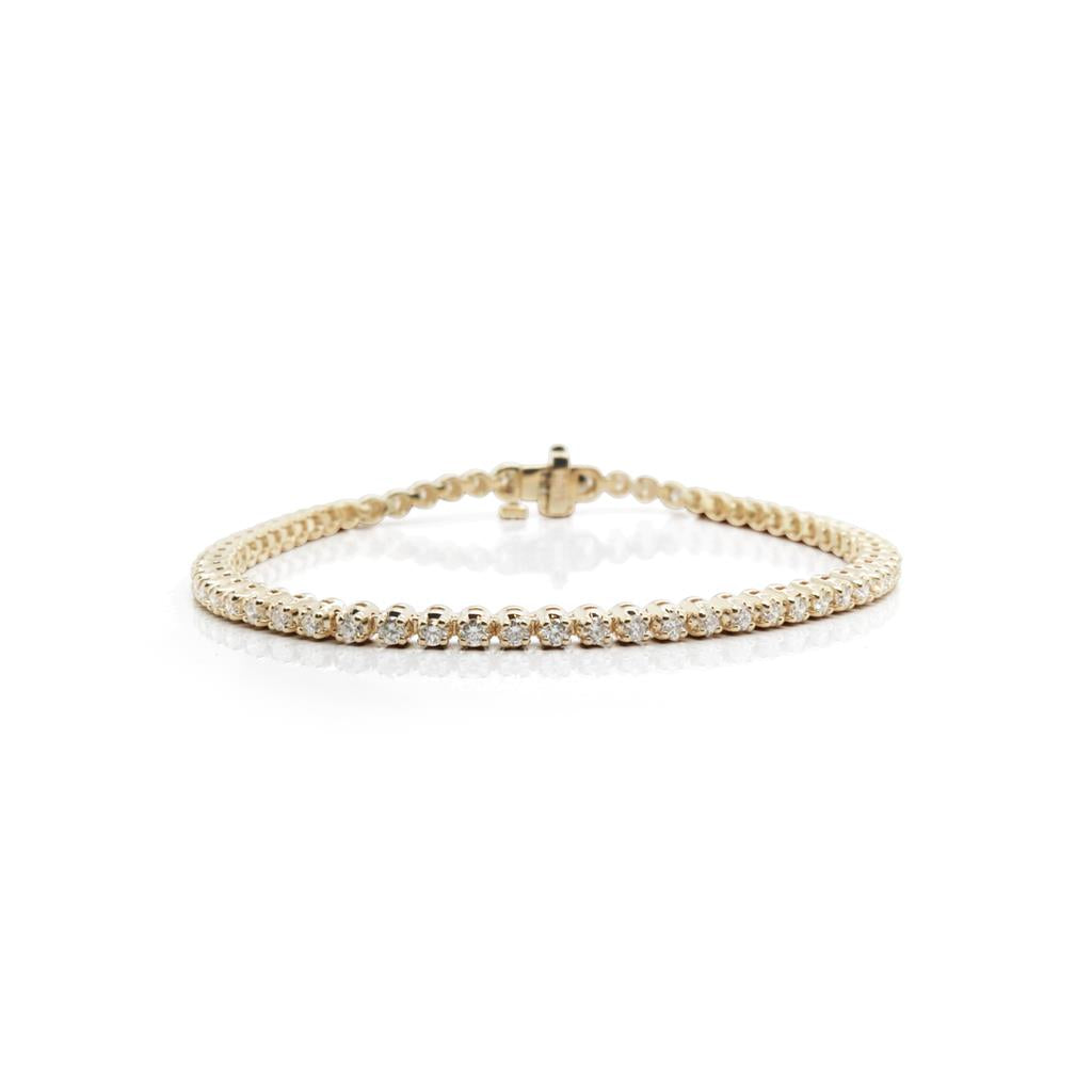 14k Yellow Gold 4 Prong Diamond Tennis Bracelet