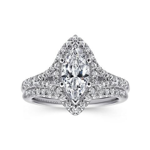 Gabriel & Co Verbena - 14K White Gold Marquise Halo Diamond Engagement Ring