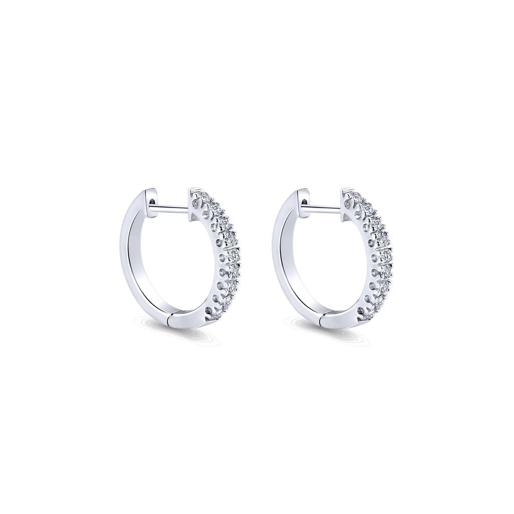 Gabriel & Co. 14k White Gold Diamond Huggie Hoop Earrings - .32cttw