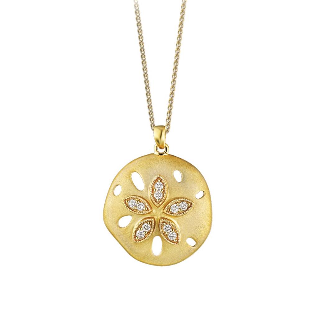 14k Yellow Gold Sanddollar Diamond Pendant