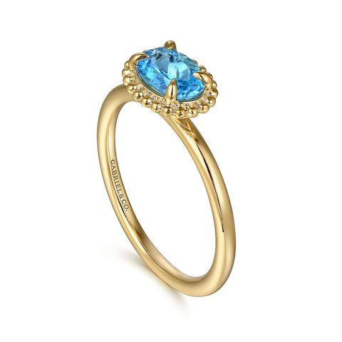 Gabriel & Co. 14K Yellow Gold Blue Topaz Bujukan Ring