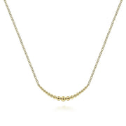 Gabriel & Co. 14K Yellow Gold Graduating Bujukan Beads Curved Bar Necklace