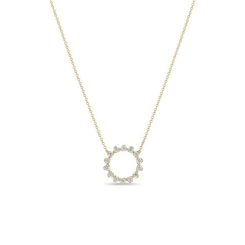 Zoe Chicco Prong Diamond Circle Necklace - .42cttw