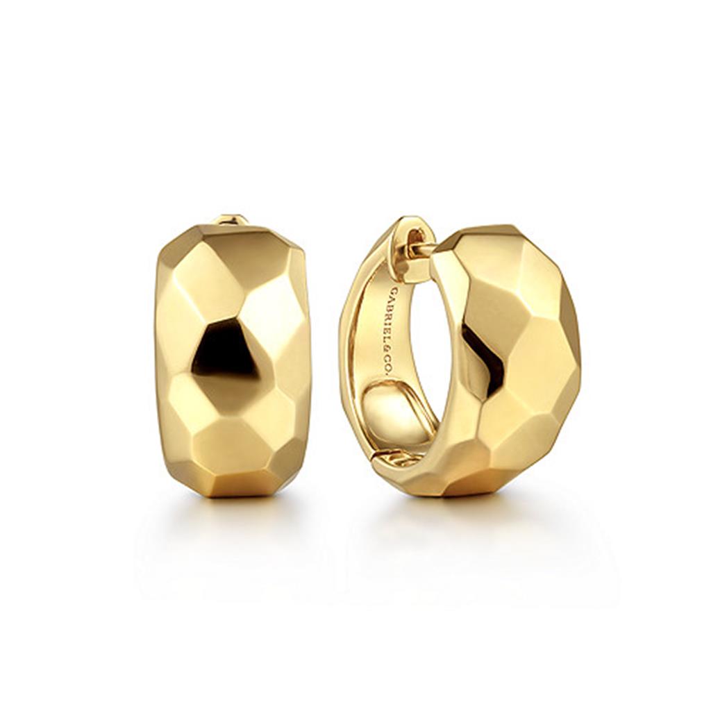 Gabriel & Company 14K Yellow Plain Gold 15mm Huggies