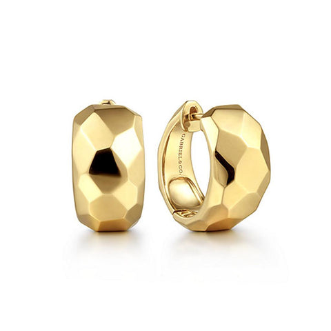 Gabriel & Company 14K Yellow Plain Gold 15mm Huggies