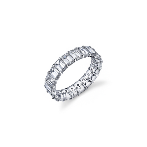 14k White Gold Emerald Cut Diamond Eternity Band - 4.71cttw